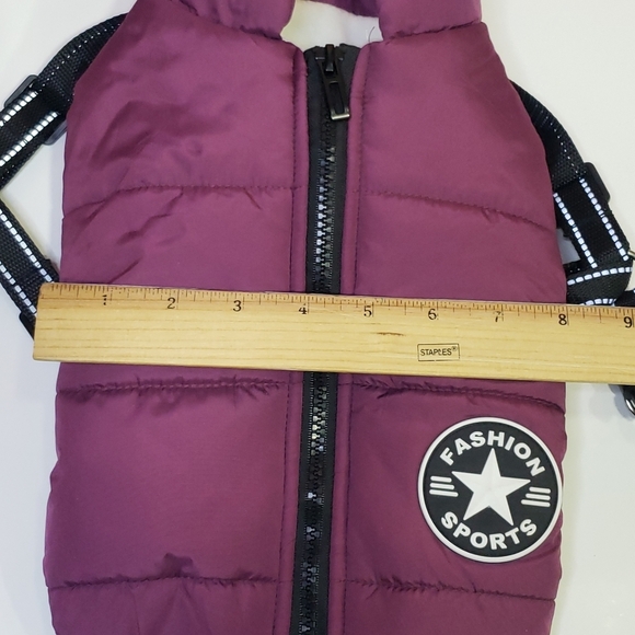 PawRoll Dog Winter Jacket with Harness Fashion Sports Size Large Purple - Picture 9 of 10